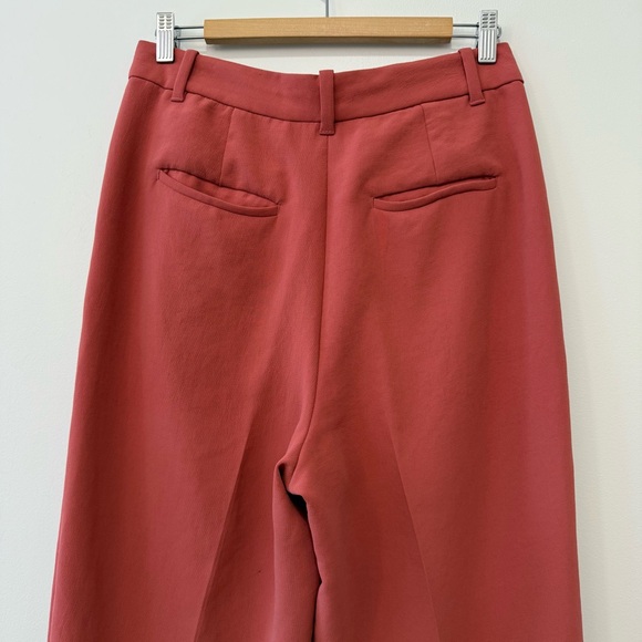 Aritzia Wilfred Carrot Pant High-Rise Pleated Trouser Rosy Red Crepette Sz 10 - Picture 5 of 14
